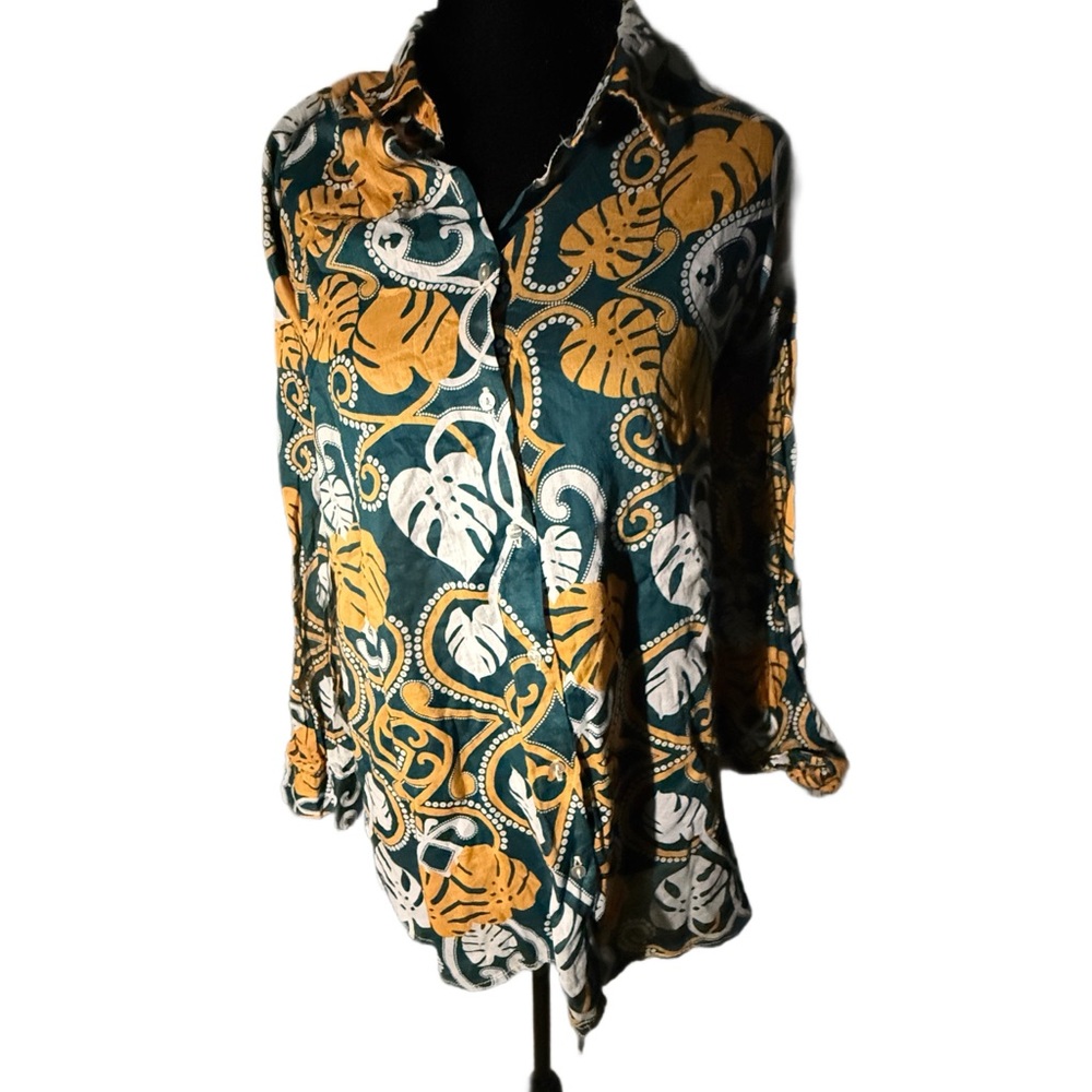 H&M Teal and Orange Patterned Scarf
